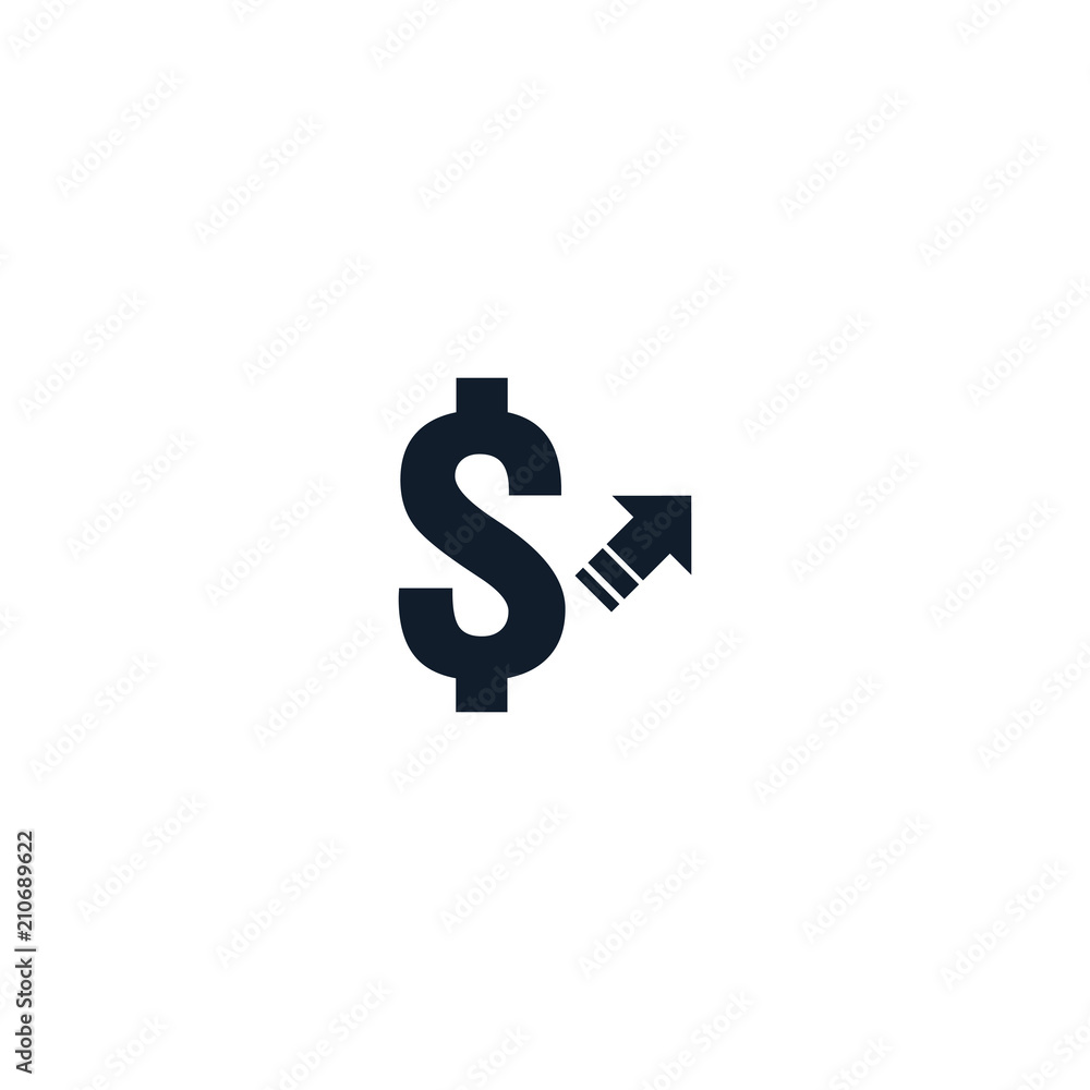dollar increase icon. Money symbol with arrow stretching rising up. Business cost sale icon. money send transfer symbol. vector illustration dollar increase icon. Money symbol with arrow stretching rising up. Business cost sale icon. money send transfer symbol. vector illustration