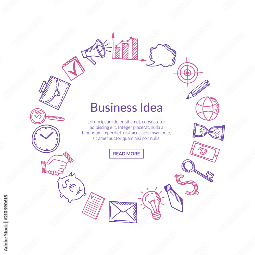 Vector business icons in circle