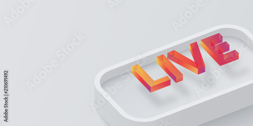 Color live 3d web sign isolated on white background.