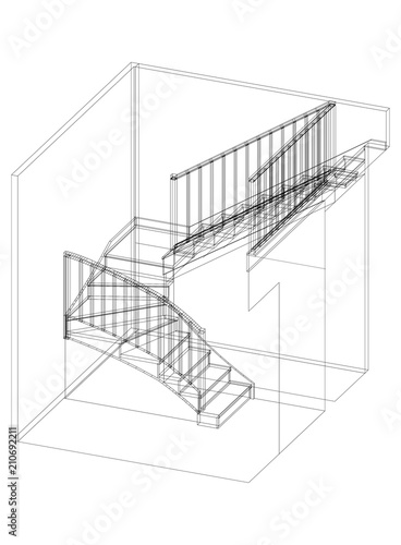 Stairs Architect Blueprint - isolated