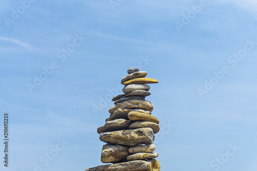 A pile of staked stones and pebbles. Zen, peace concept