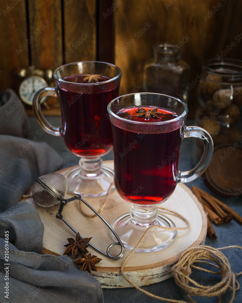 Red tea in tall glasses Red tea in tall glasses