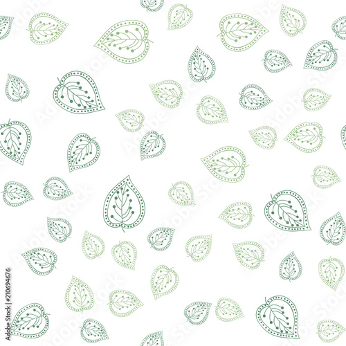 Abstract print with hand drawn leaves. Vector leaf seamless pattern. Elegant nature ornament for wrapping and fabric.