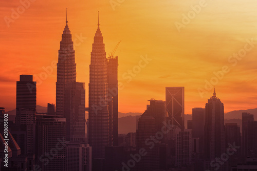 Cityscape of Kuala Lumpur city skyline at sunrise in Malaysia. © nuttawutnuy