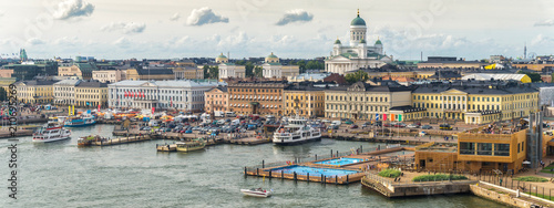Helsinki cityscape. View from sea