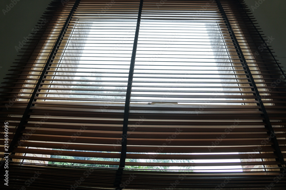 wood blind shade curtain and shadow tree background wood blind shade curtain and shadow tree background