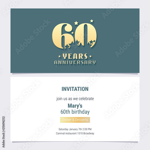 60 years anniversary invitation vector