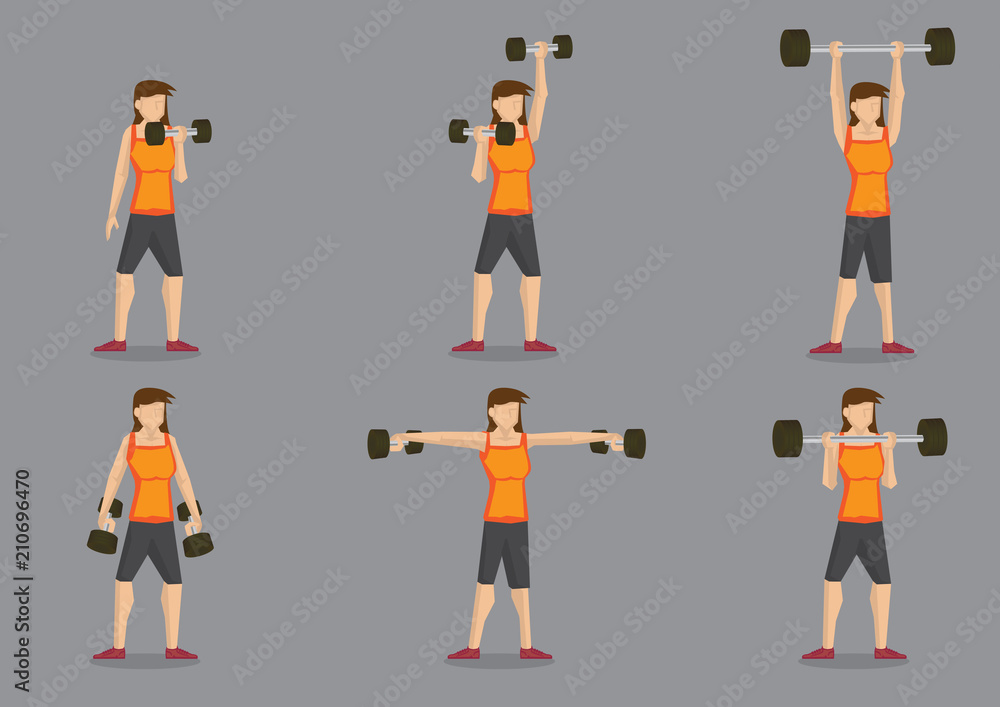 Weight Training Woman Vector Character Illustration Weight Training Woman Vector Character Illustration