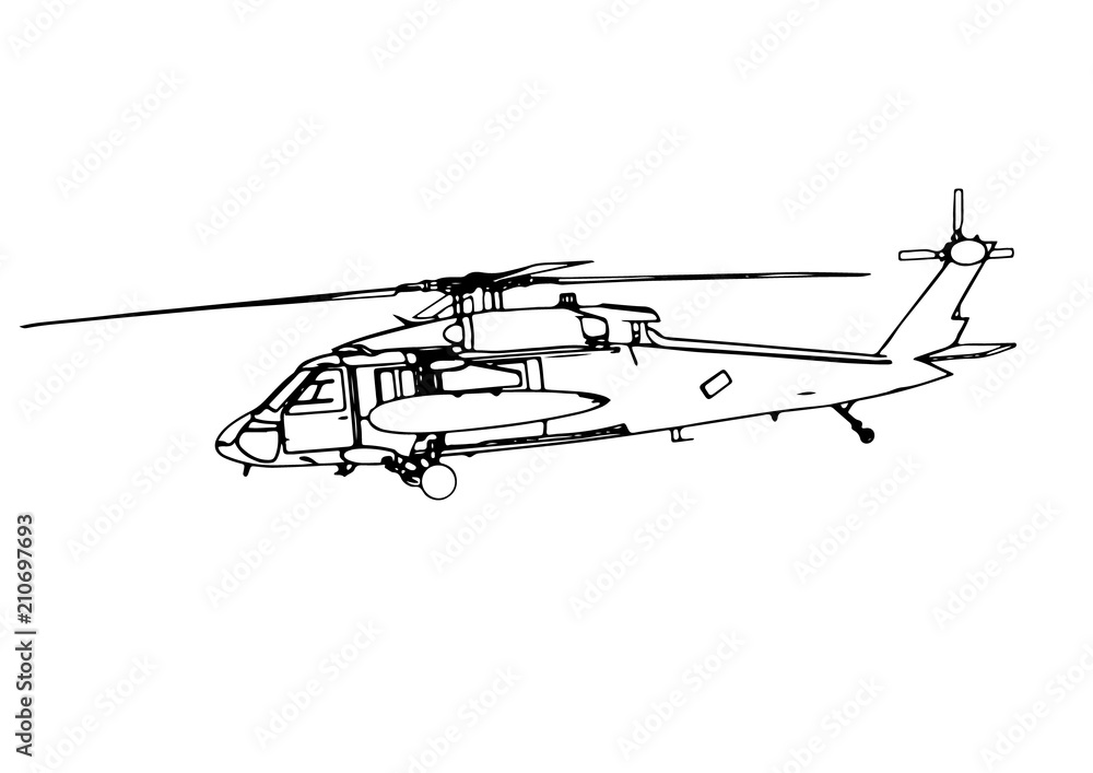 sketch of military helicopter vector sketch of military helicopter vector