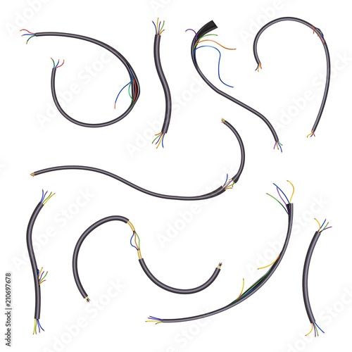 Broken wires that conduct electricity isolated with rubber cover