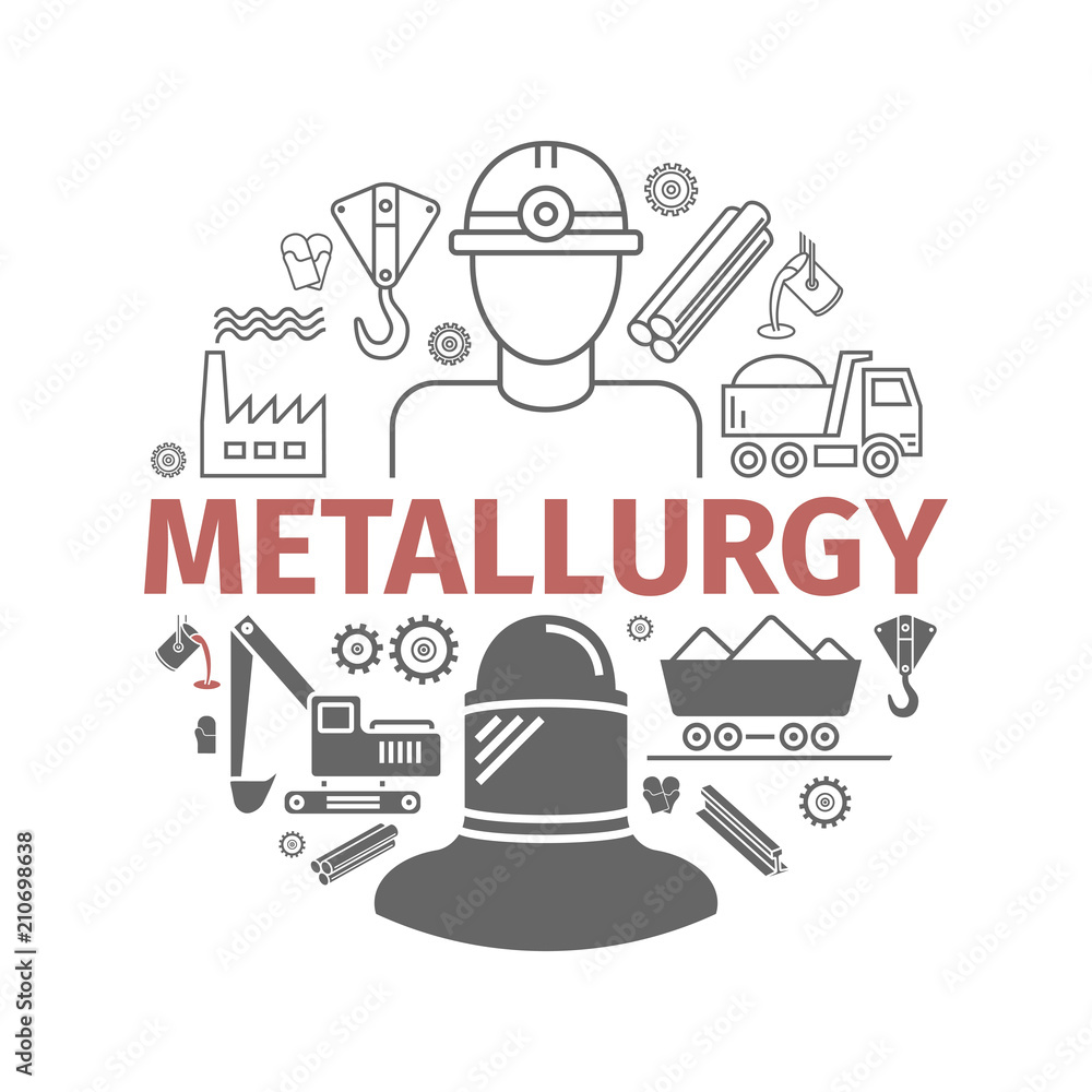 Metallurgy Vector Isolated Flat Icons Set Metallurgy Vector Isolated Flat Icons Set