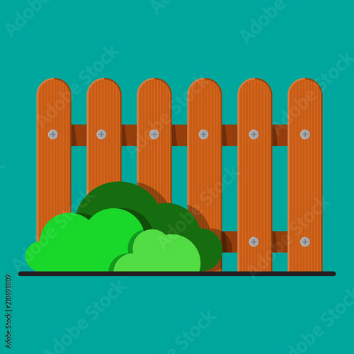 Wooden fence vector flat design.
