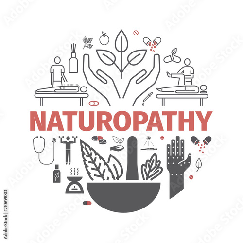 Alternative Medicine icons set. Naturopathy sign. Vector illustration.