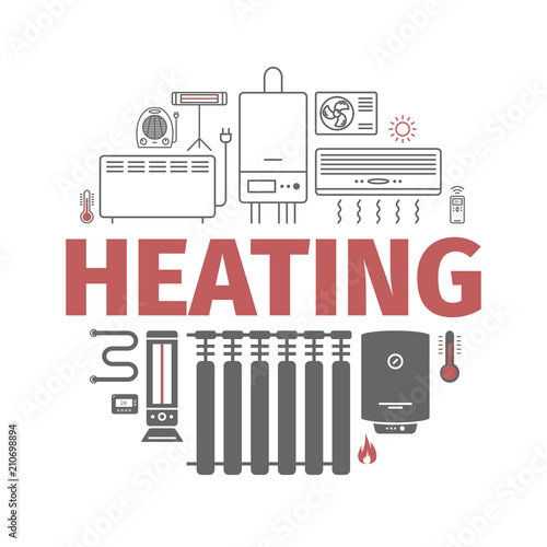 Heating and cooling banner. Ventilation and conditioning vector illustration.