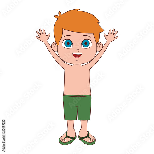 Cute boy in swim suit vector illustration graphic design