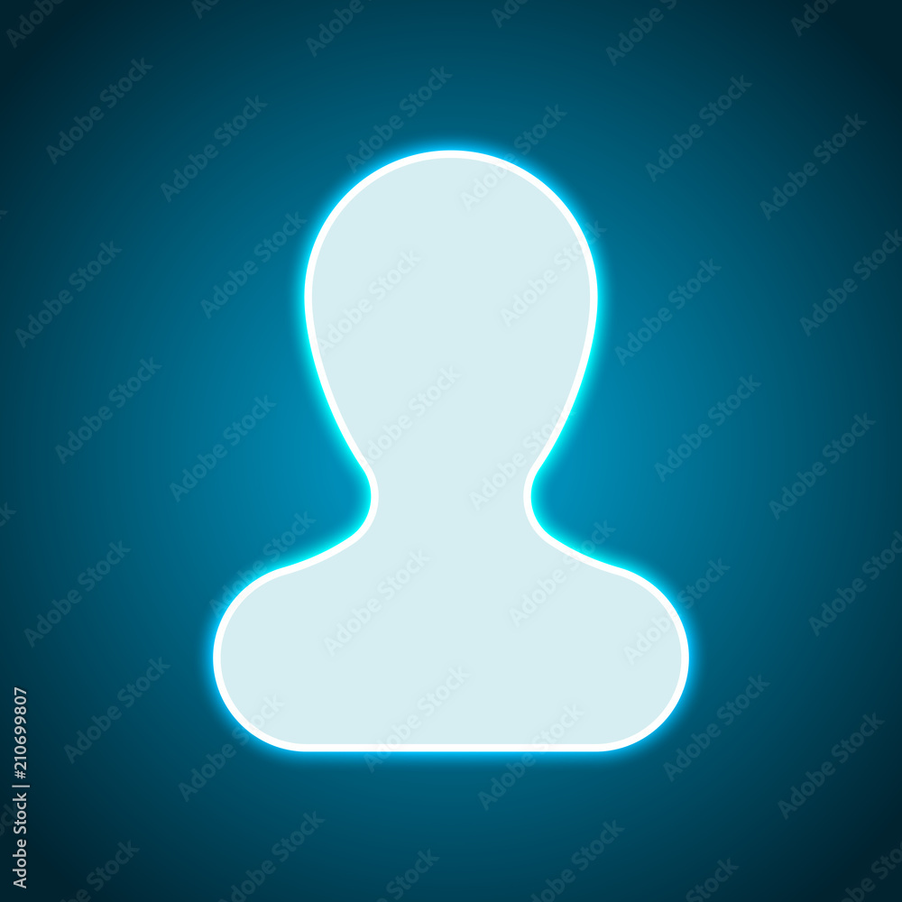 Simple silhouette of man. Neon style. Light decoration icon. Bri