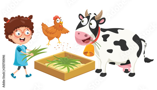 Vector Illustration Of Kid Farmer