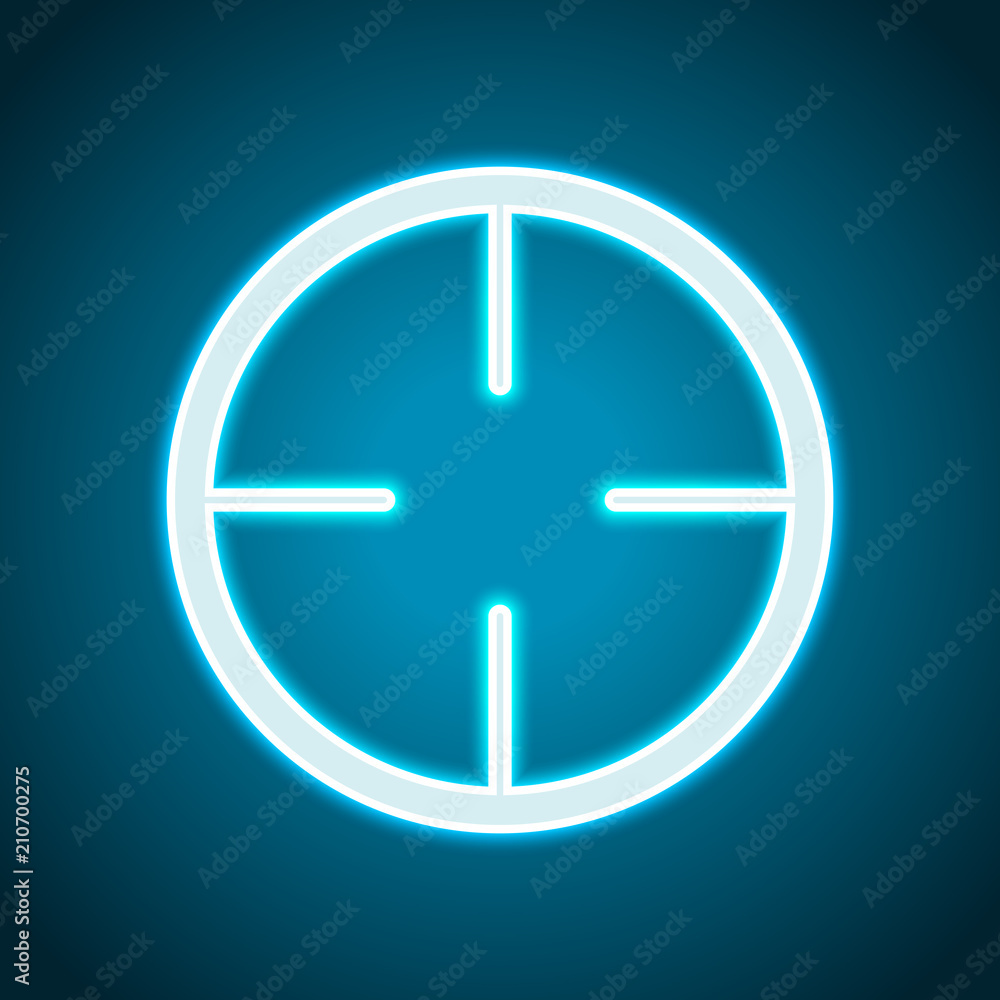 Simple target icon. Neon style. Light decoration icon. Bright el Simple target icon. Neon style. Light decoration icon. Bright el