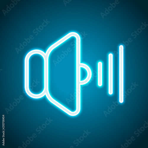 volume max icon. Neon style. Light decoration icon. Bright elect