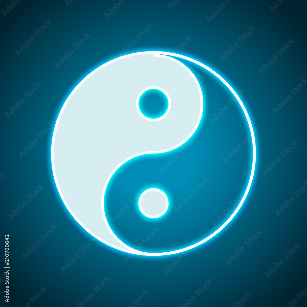 yin yan symbol. Neon style. Light decoration icon. Bright electr yin yan symbol. Neon style. Light decoration icon. Bright electr