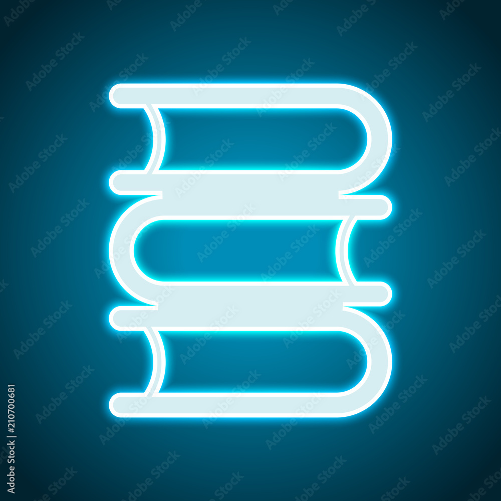 Library, few books. Neon style. Light decoration icon. Bright el Library, few books. Neon style. Light decoration icon. Bright el