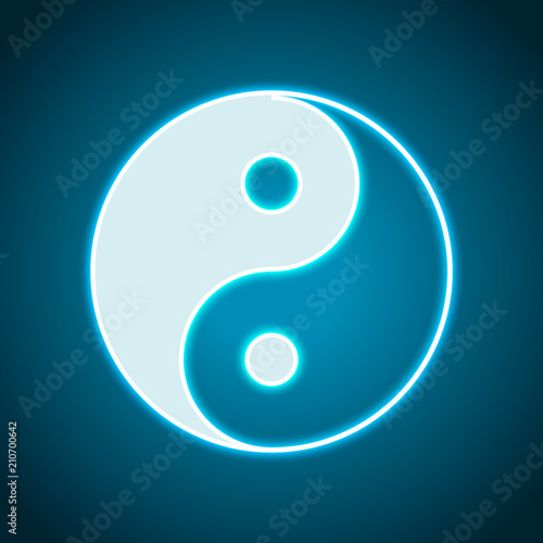 yin yan symbol. Neon style. Light decoration icon. Bright electr