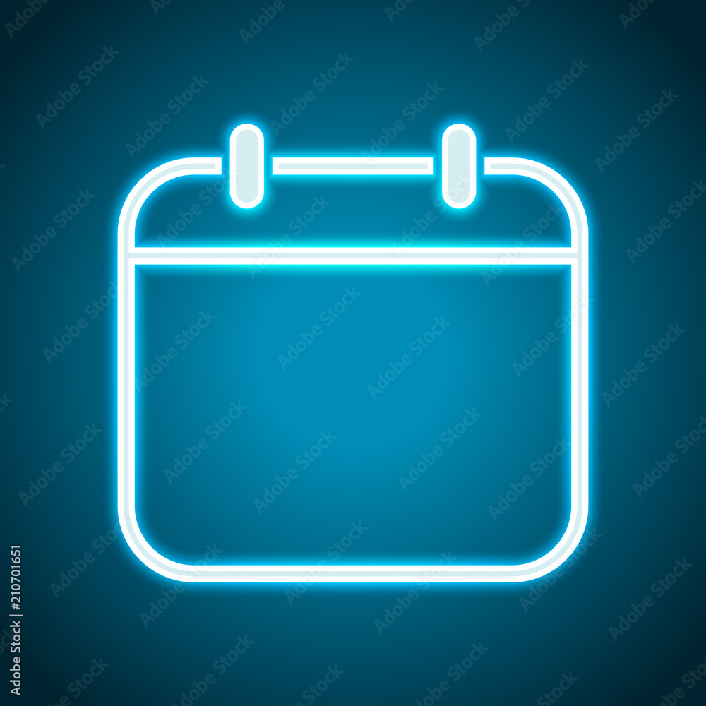 Simple calendar, Linear, thin outline. Neon style. Light decorat Simple calendar, Linear, thin outline. Neon style. Light decorat