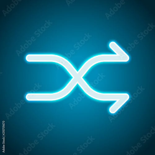 Crossed simple arrows. Linear, thin outline. Neon style. Light d