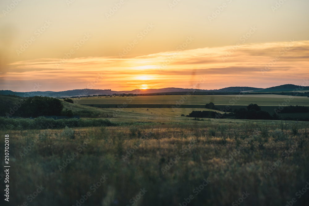 Summer sunset and a nice landscape