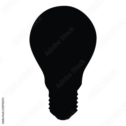A black and white silhouette of a light bulb
