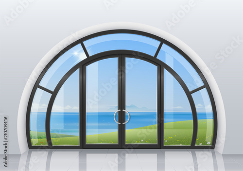 Arched door with window