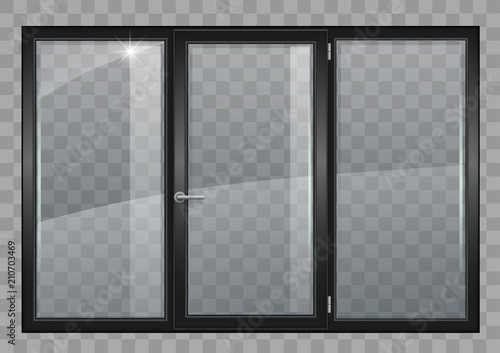 Black window with transparent glass