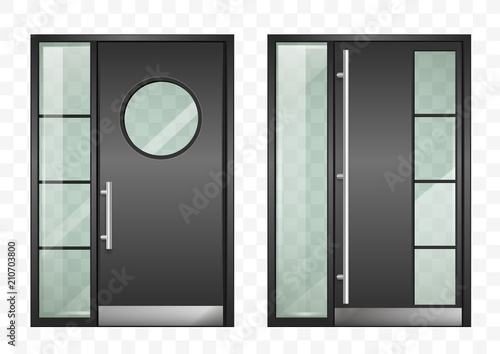 Set of modern entrance doors