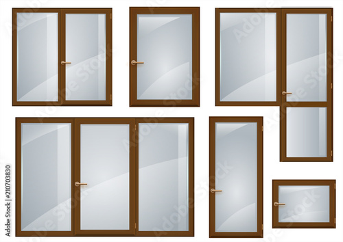 Set of brown plastic windows