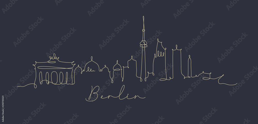 Obraz premium Sylwetka linii pióra berlin ciemnoniebieski