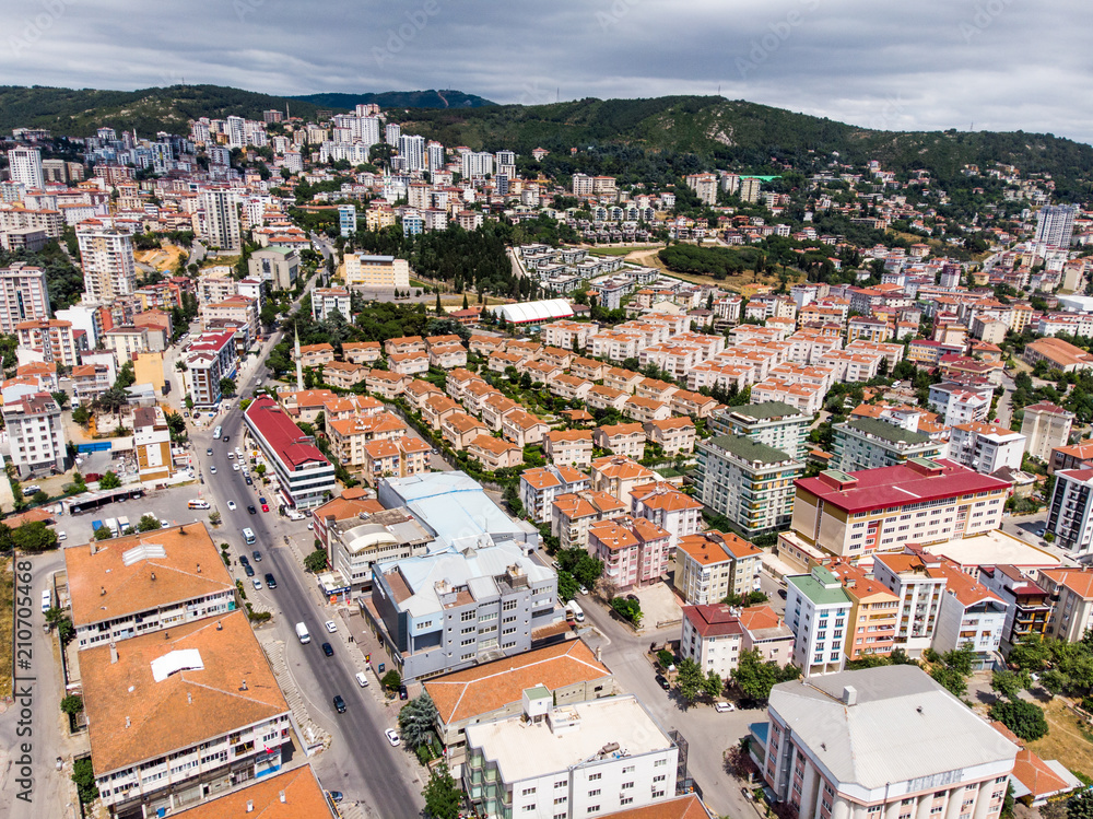 Aerial Drone View of Unplanned Urbanization Istanbul Kartal Yakacik