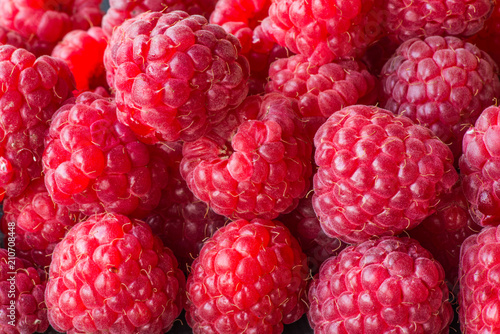 Raspberry fruit background. Macro.