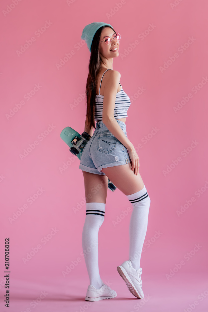 Young girl on pink background Young girl on pink background