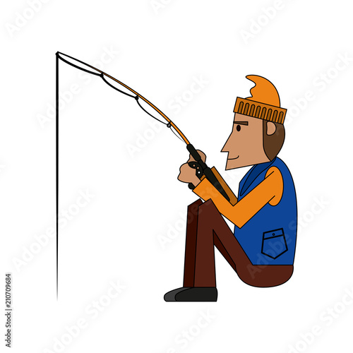 Fisherman with rod vector illustration graphic design