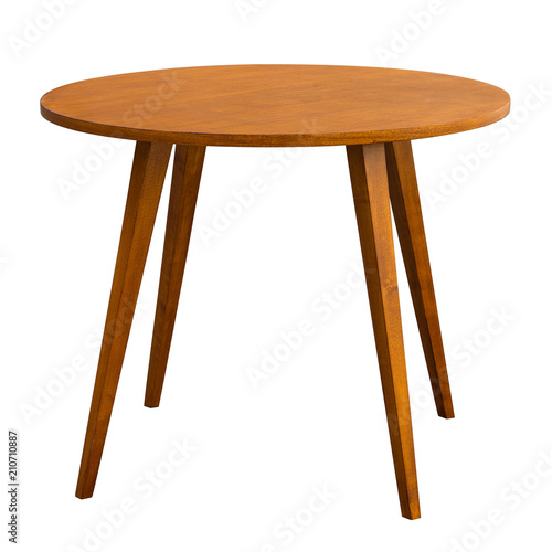 The round table in the style of the sixties, on white background