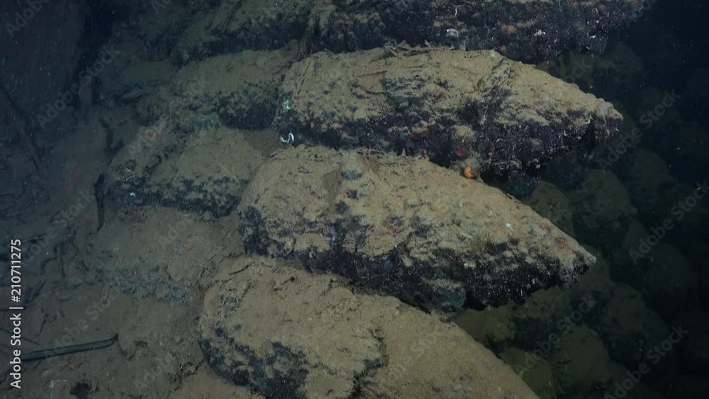 Lot of big bombs, inside the Umbria shipwreck - Red sea, Sudan Lot of big bombs, inside the Umbria shipwreck - Red sea, Sudan