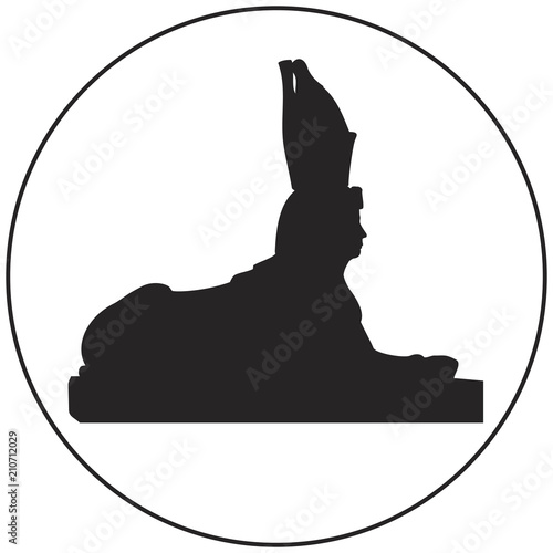 Sphinx vector icon from Saint-Petersburg Russian landmark set, Quay with Sphinxes, Neva River Embankment, Ancient Egypt sculpture from Thebes with pharaoh face that was brought from Egypt to Russia