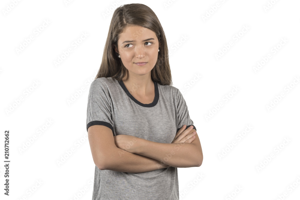 Displeased woman with uncomfortable expression Displeased woman with uncomfortable expression