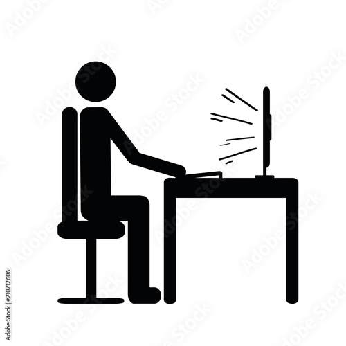 mann am computer piktogramm