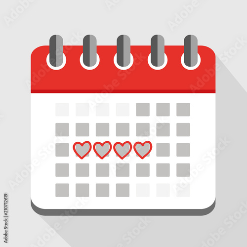menstruation kalender rot mit herzen