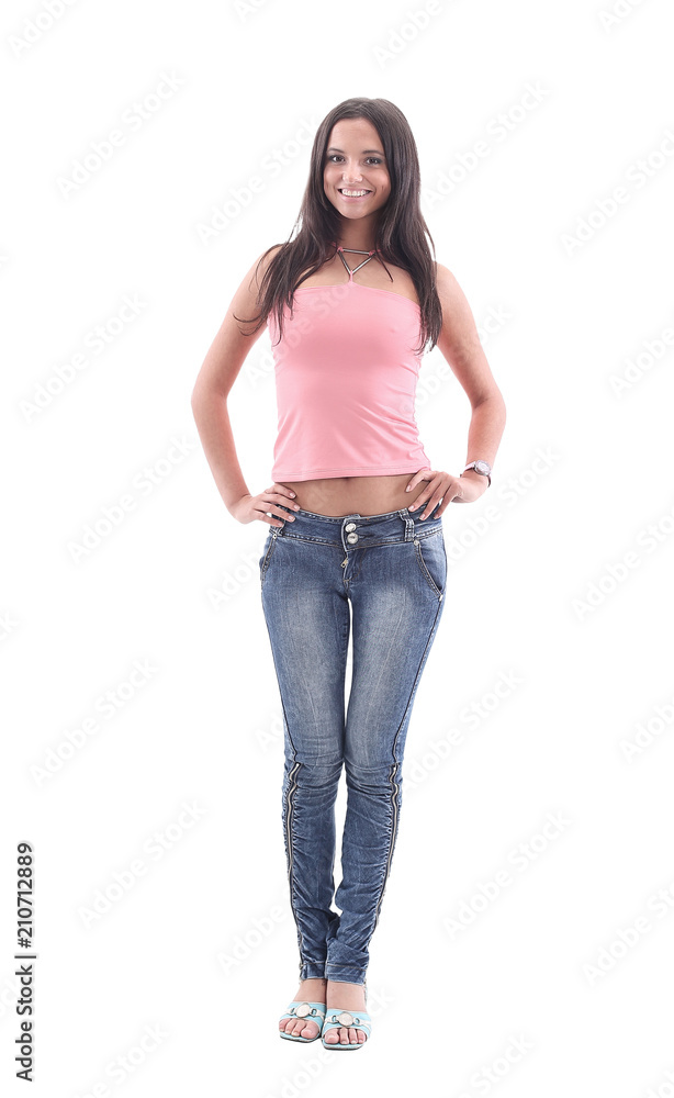Picture of a young casual woman standing isolated Picture of a young casual woman standing isolated