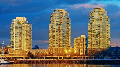  View  And Bc Place Stadium At Dusk, Vancouver, Canada  photo