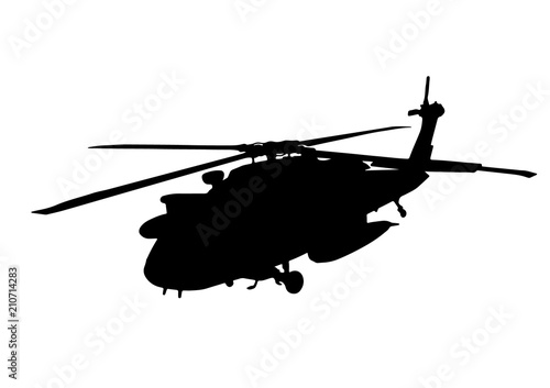 silhouette of military helicopter vector