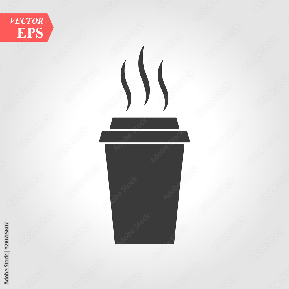 Paper cup icon in flat style. Drink icon. Fast food. Vector isolated illustration. Paper cup icon in flat style. Drink icon. Fast food. Vector isolated illustration.