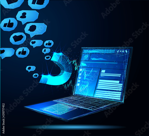 Facebook Digital advertising ads social media online marketing. Banner. Abstract image of a starry sky or space, consisting of points, lines,  in the form of stars and the universe. Low poly vector